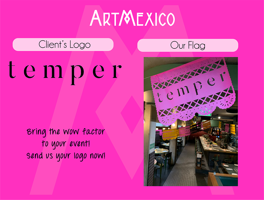 custom papel picado paper flag bunting made for our client Mexican restaurant temper