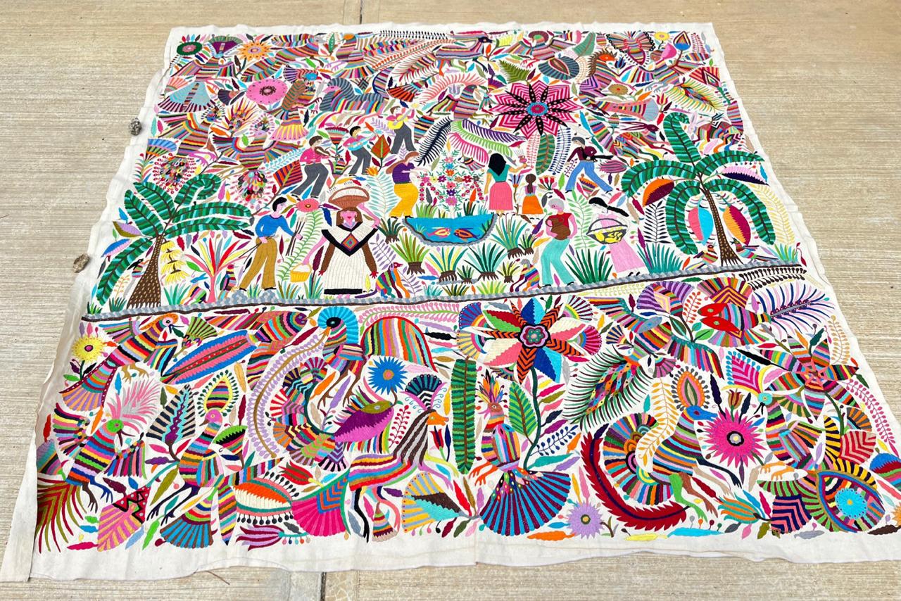 Otomi tapestry tenango Mexican wall art extra large