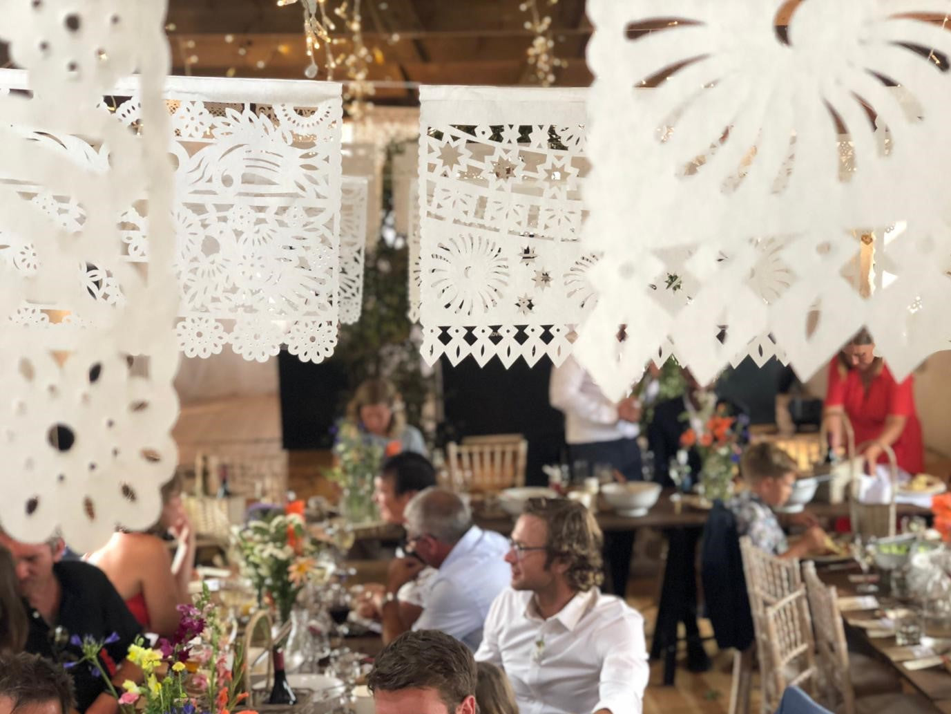 How much bunting to order & papel picado hanging styles.
