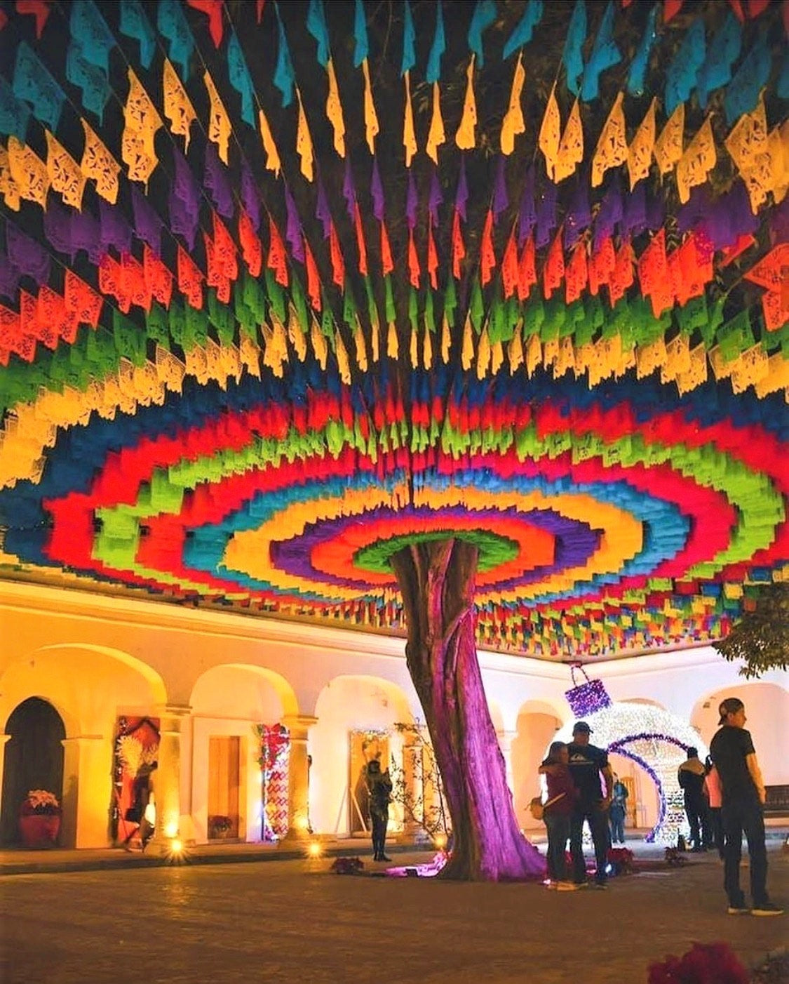 How much bunting to order & papel picado hanging style: FILL THE CEILING - CIRCULAR RINGS