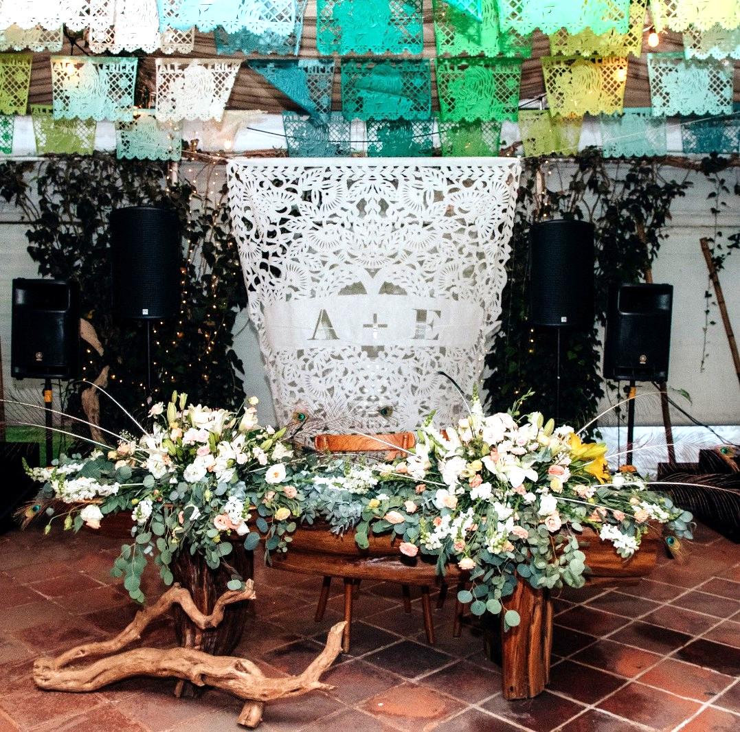 Personalized Wedding Banner Mexican Papel Picado White Backdrop Reception Photo Wall Custom Hand Cut Names Date Traditional Artisan Folk Art Large Ceremony Display Authentic Cultural Design Elegant White Material Intricate Floral Geometric