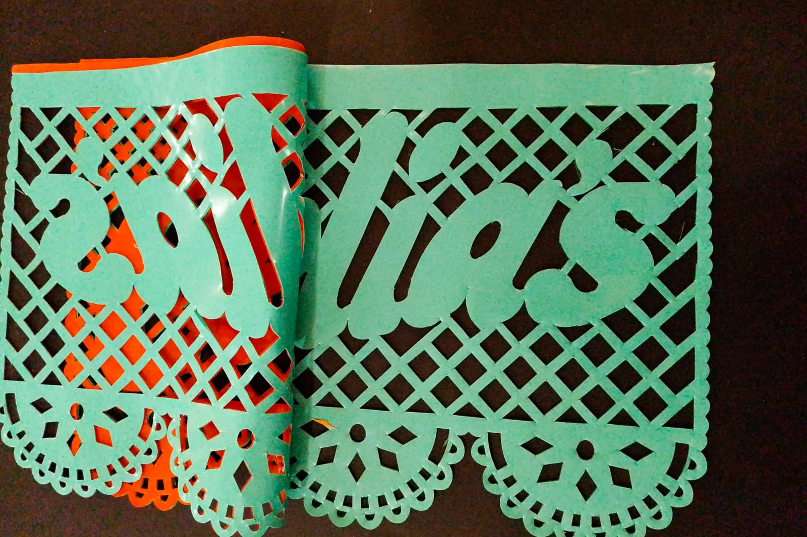 custom papel picado plastic flag we made for our client Celia's