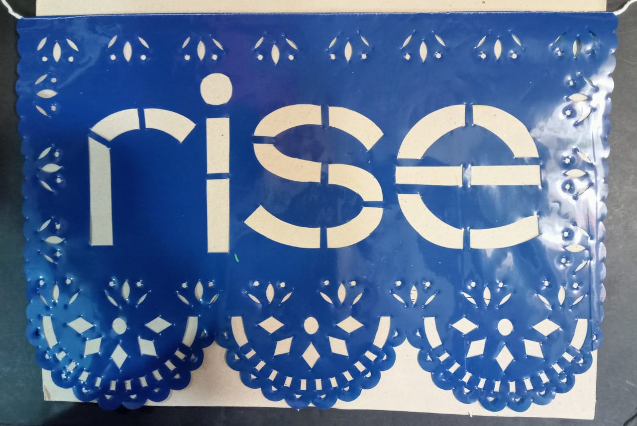 custom papel picado plastic flag we made for our client