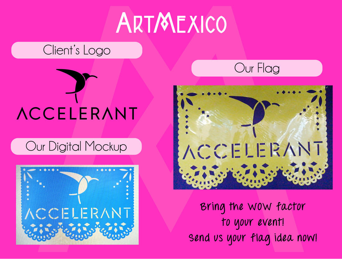 custom papel picado plastic flag event bunting we made for our client ACCELERANT