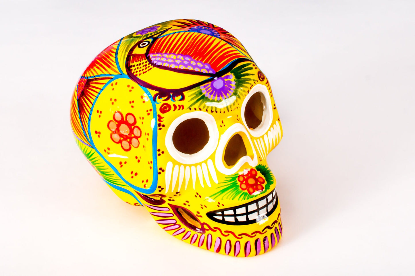 Large Ceramic Skulls Wholesale x 6 | Hand-painted With Love In Mexico By Traditional Huichol Artist - ARTMEXICO