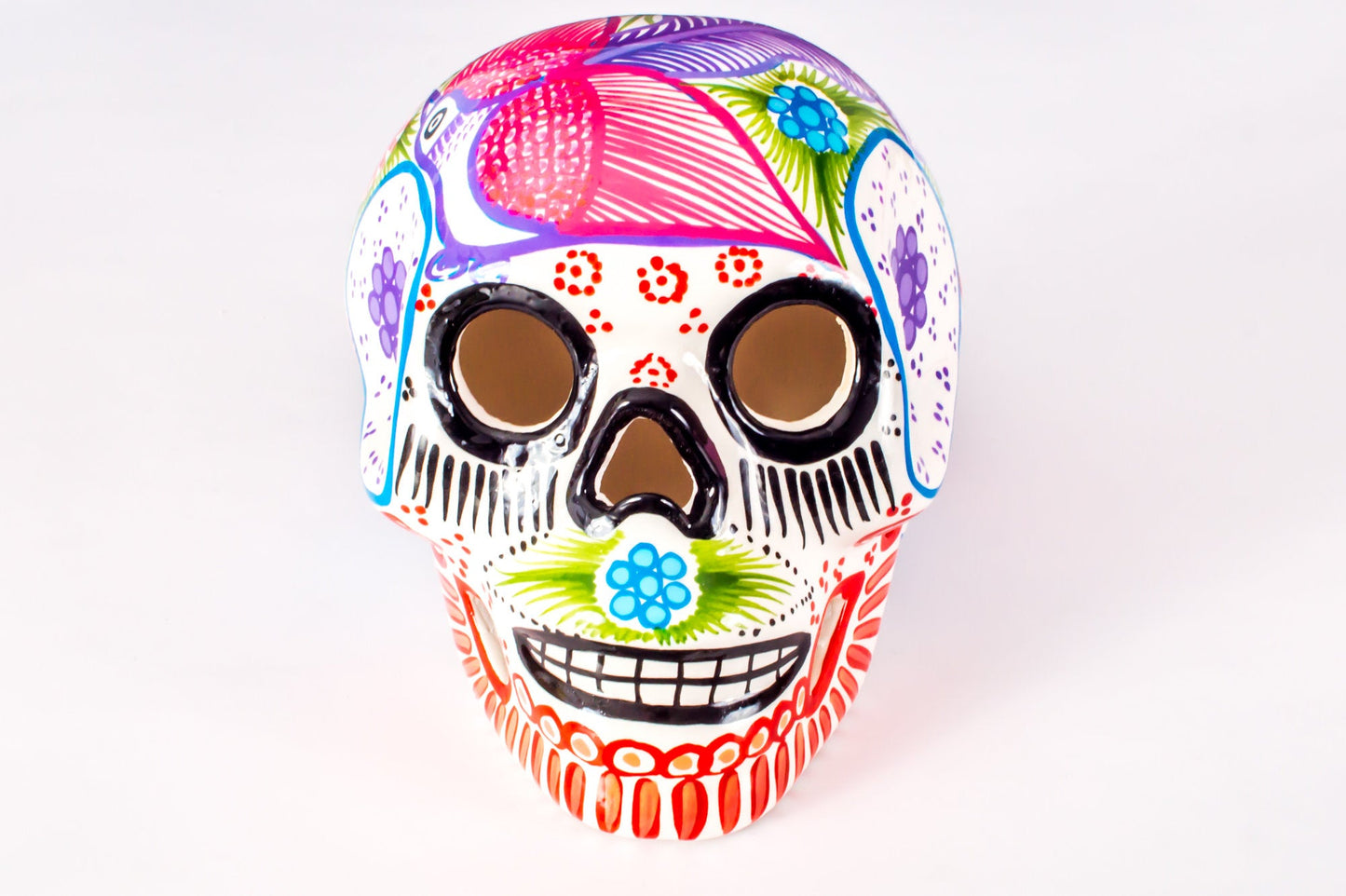 Large Ceramic Skulls Wholesale x 6 | Hand-painted With Love In Mexico By Traditional Huichol Artist - ARTMEXICO