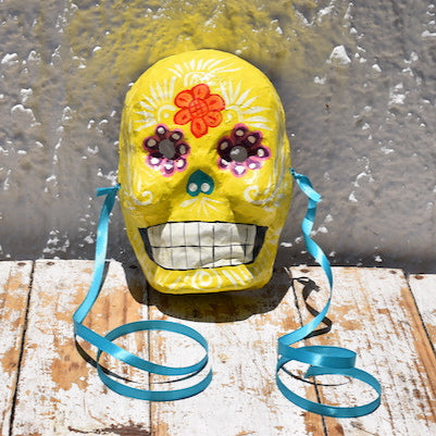 yellow mexican skull mask day of the dead decorations