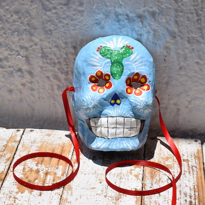 light blue mexican skull mask day of the dead decorations