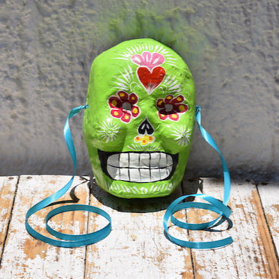 lime green mexican skull mask day of the dead decorations