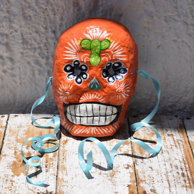 orange mexican skull mask day of the dead decorations