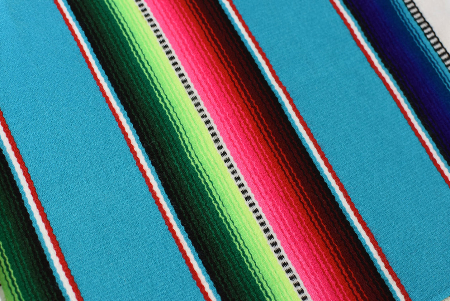 Mexican Placemats Set of 4 Serape Placemats Handwoven w Base Colours Dk Blue, Lt Blue, Red & Lilac - ARTMEXICO