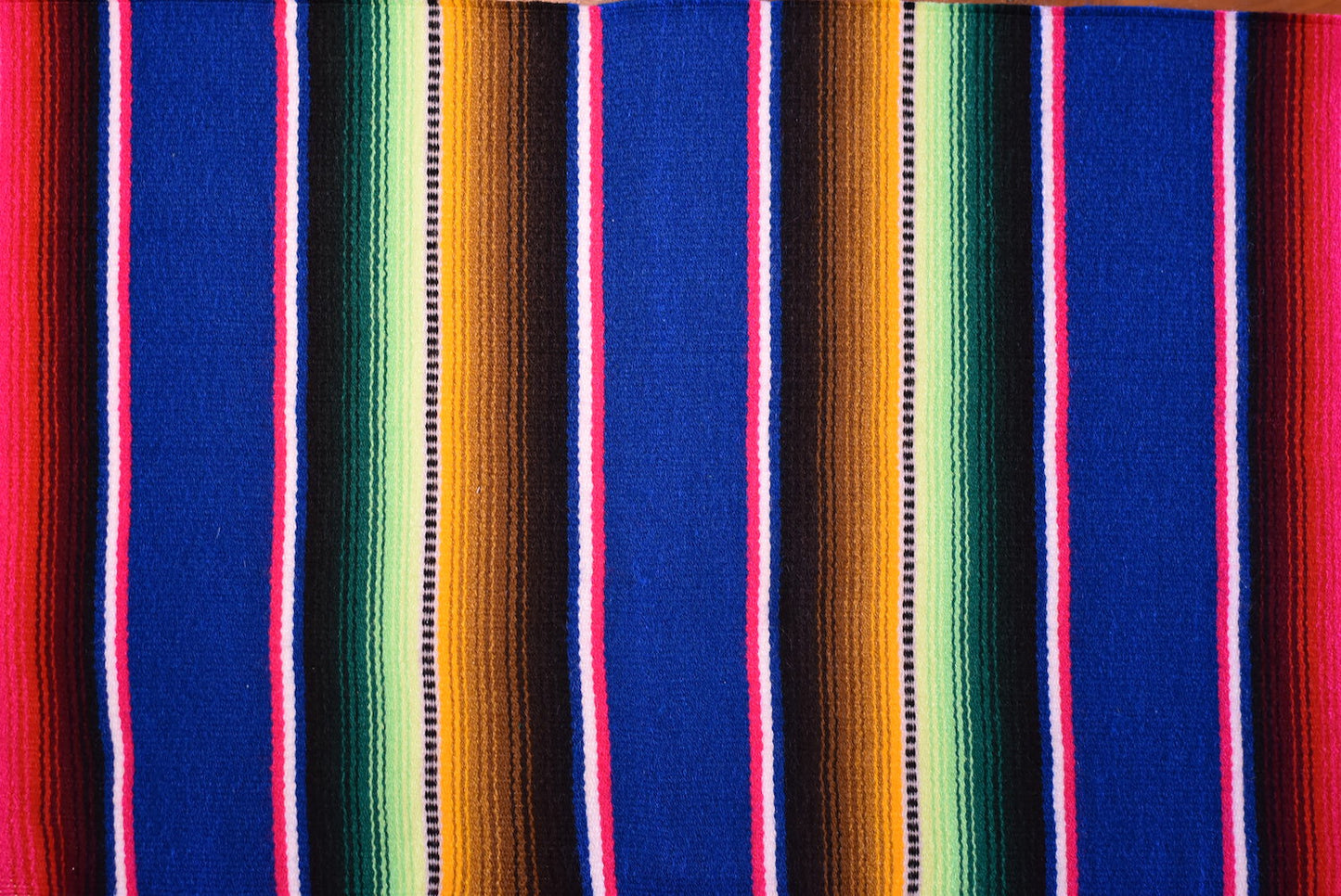 Mexican Placemats Set of 4 Serape Placemats Handwoven w Base Colours Yellow, Purple, Fuchsia, Dark Turquoise - ARTMEXICO
