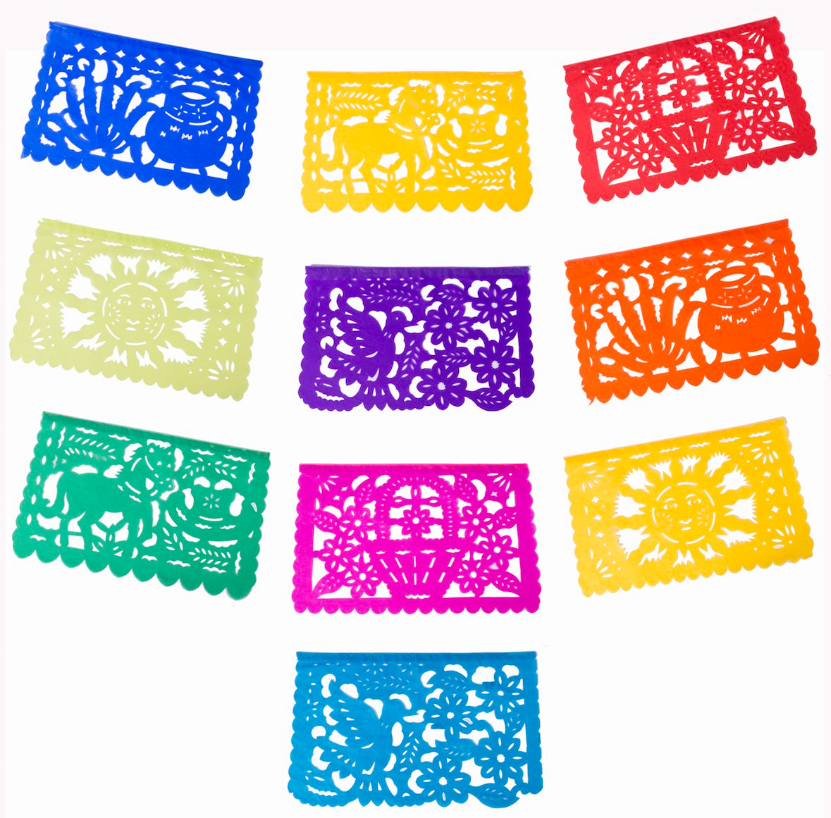 Mexican Bunting | 1 x 4.5 metre / 15 foot Colourful Mexican Paper Banner with 10 Medium Flags - ARTMEXICO
