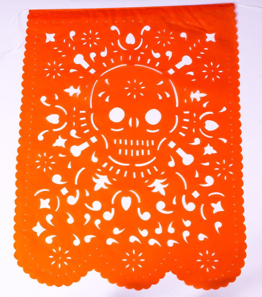 Decoración de Halloween con pancarta de calavera