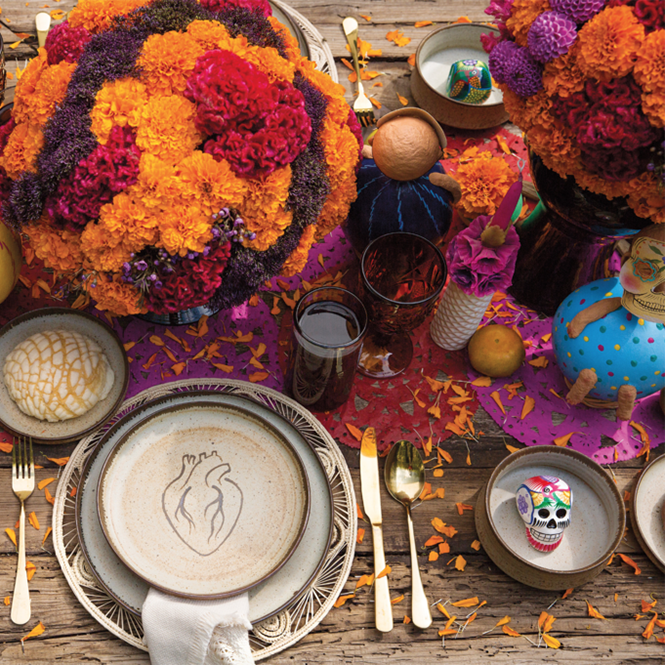 sugar skull ornaments Mexican tableware