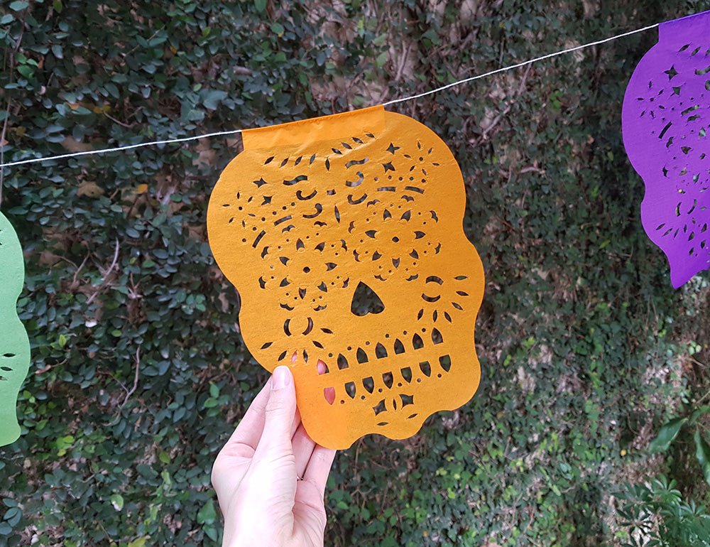 Guirlande de fanions tête de mort mexicaine pour fête d'Halloween