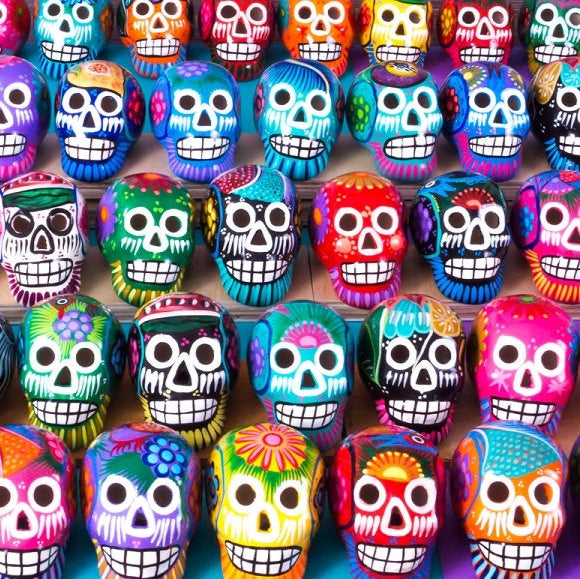 Small Ceramic Skulls Wholesale Painted In Mexico By Traditional Artist Dia de Muertos Sugar Skull Decoration