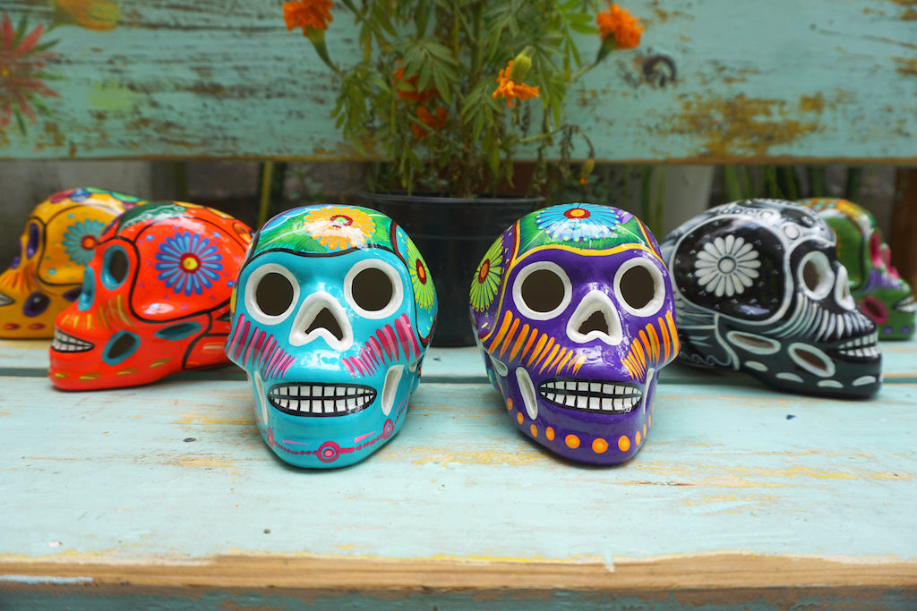 Crânes peints mexicains, lot de 12 crânes de taille moyenne, décorations du Jour des Morts