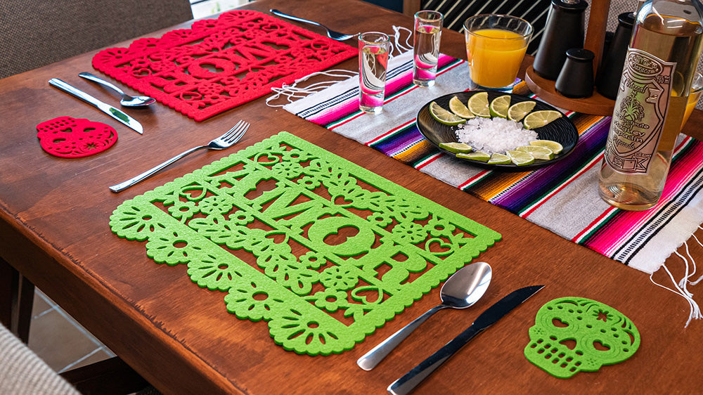 Mexican Papel Picado Style AMOR Felt Placemats
