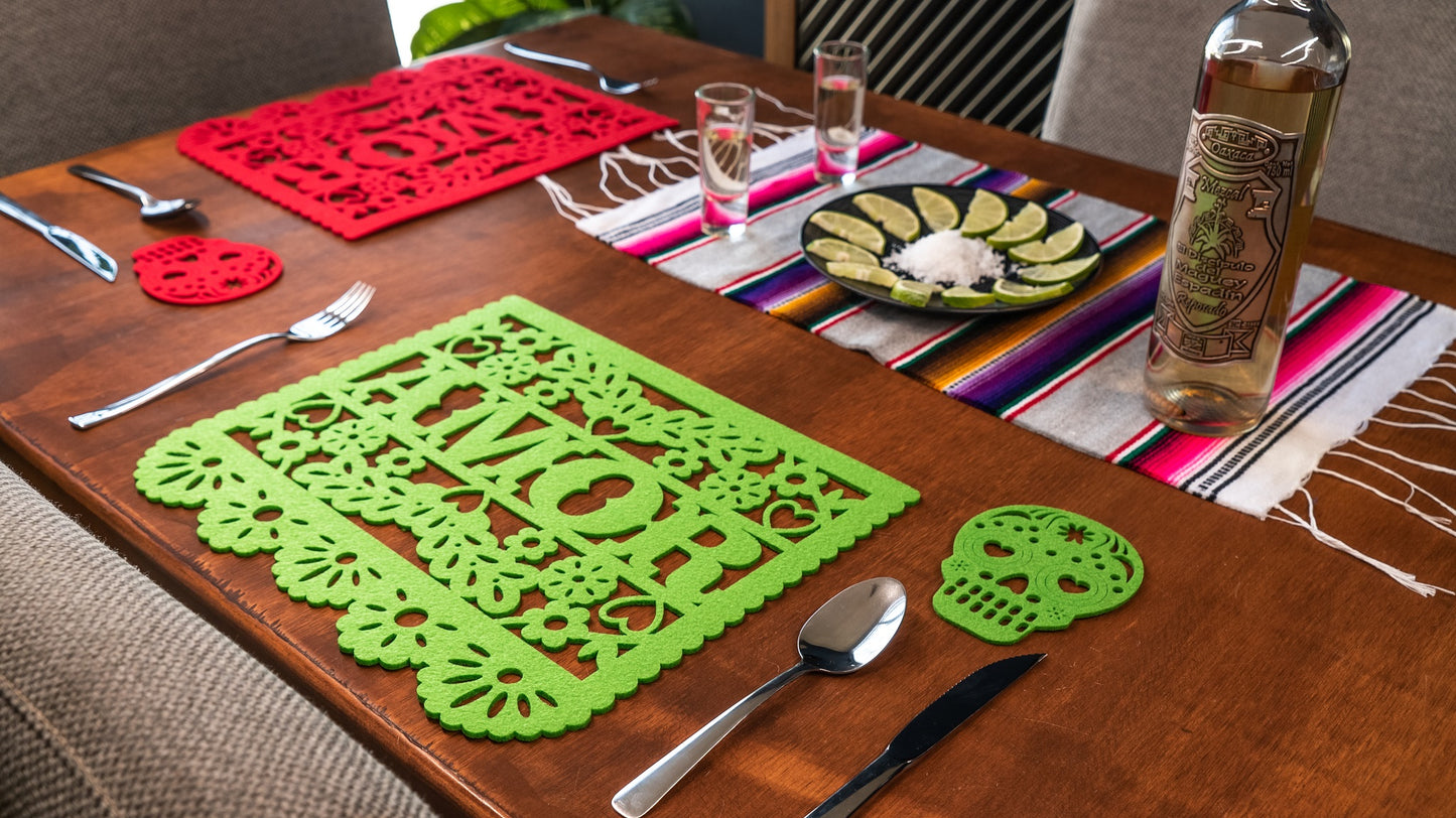 Mexican Papel Picado Style AMOR Felt Placemats