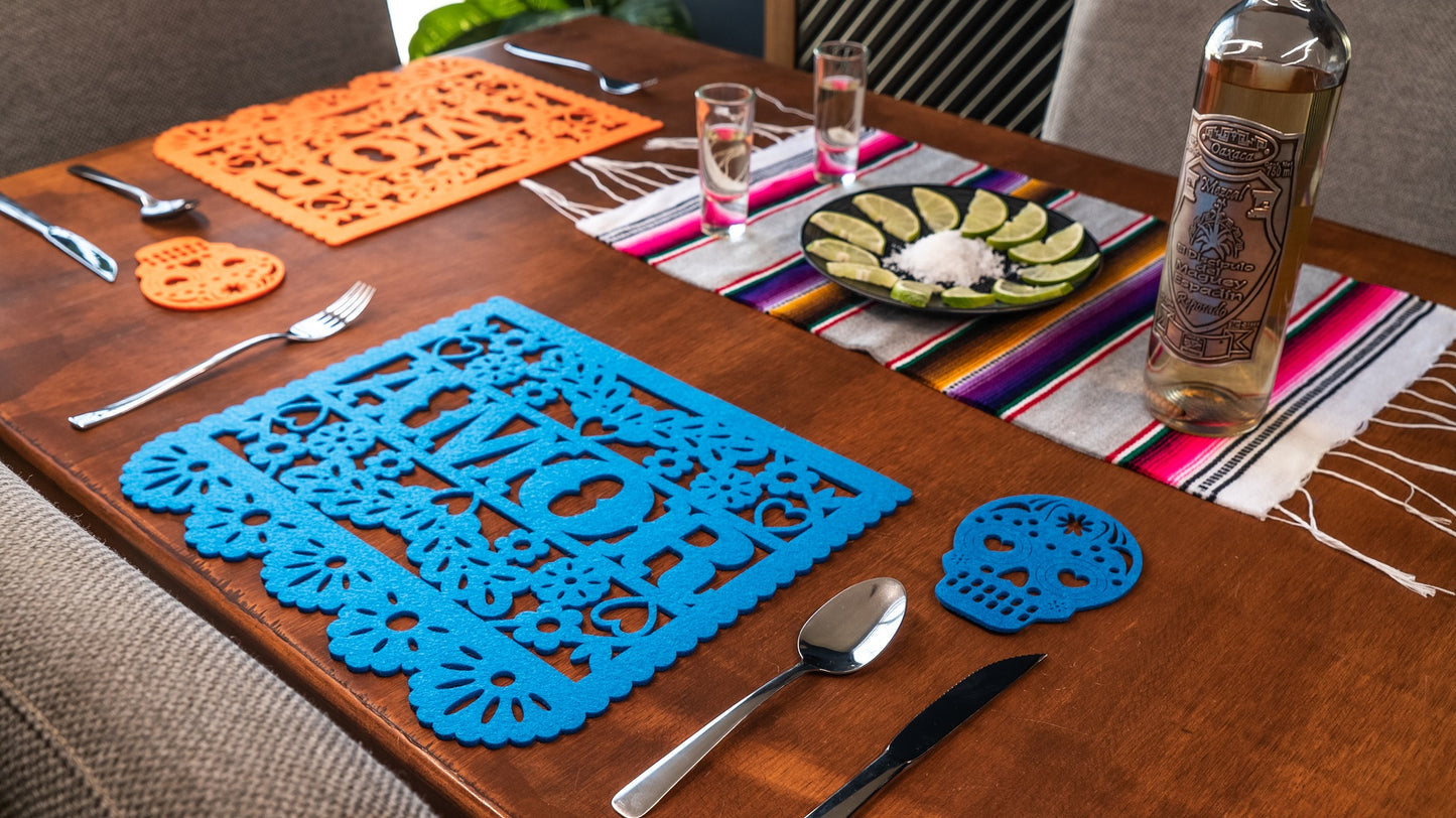 Mexican Papel Picado Style AMOR Felt Placemats