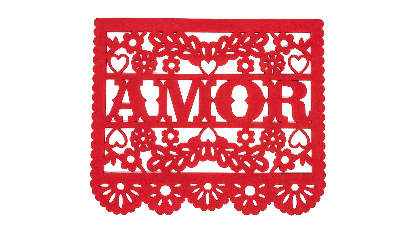 Mexican Papel Picado Style AMOR Felt Placemats
