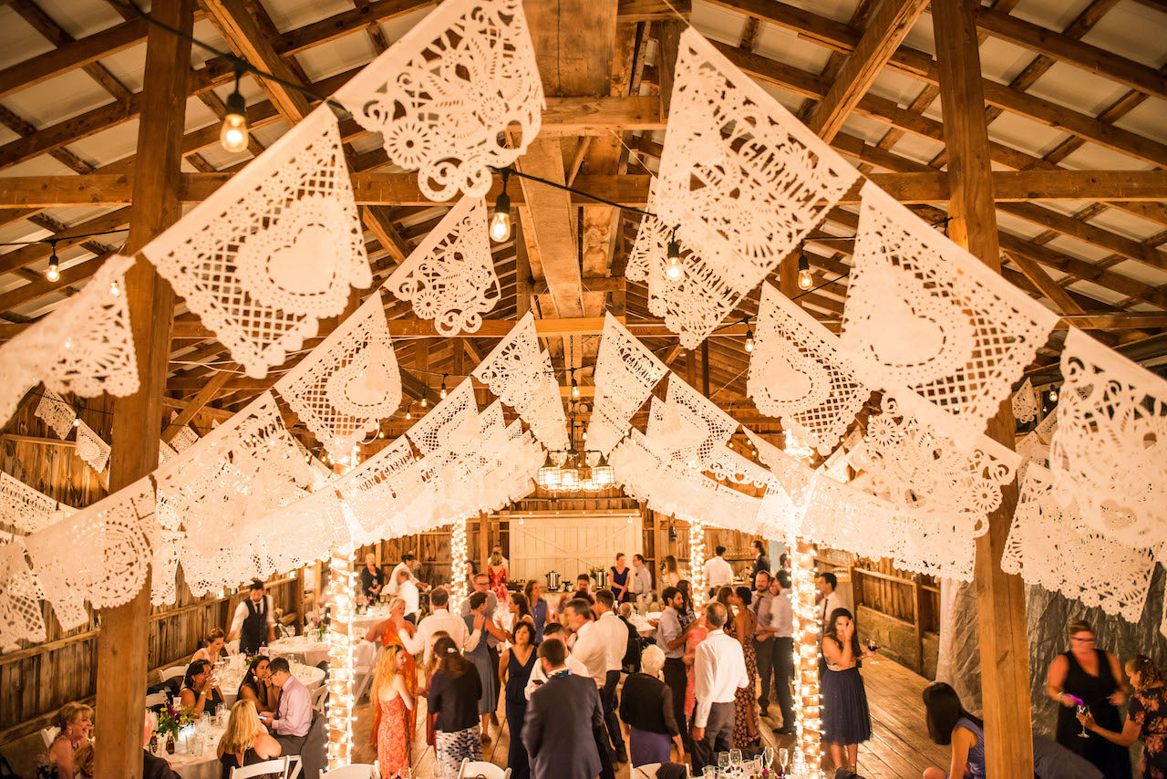 personalised white papel picado wedding bunting