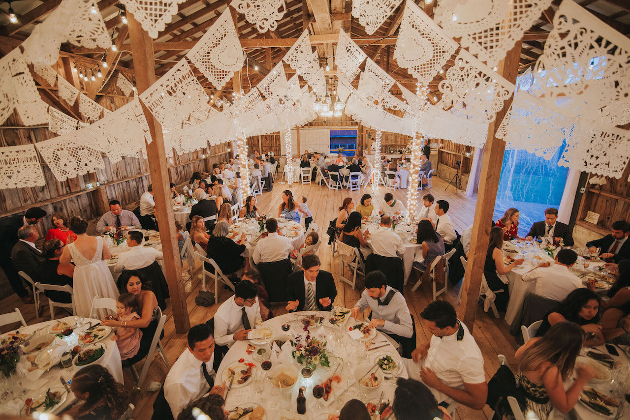 personalised white papel picado wedding decorations