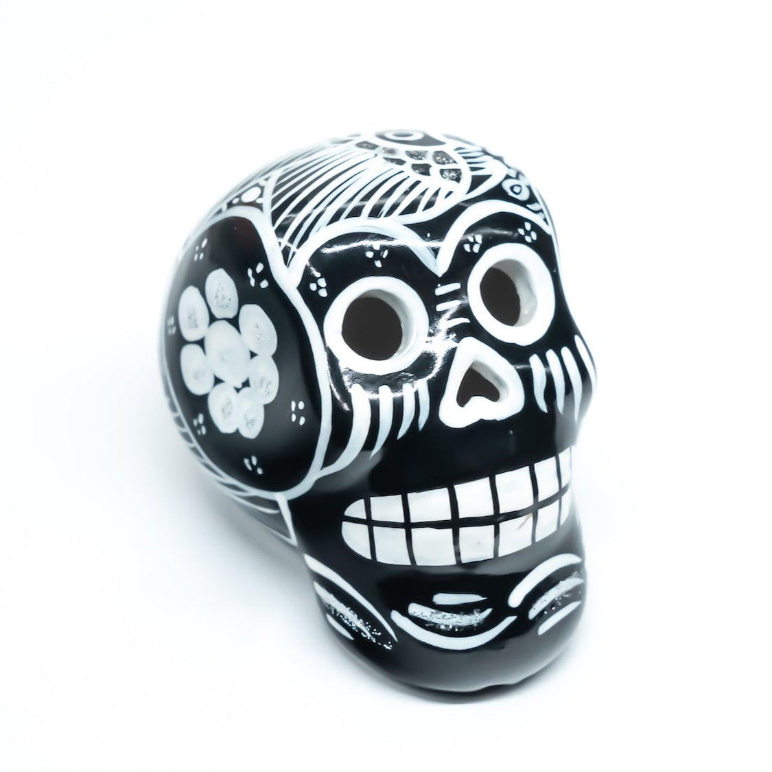 sugar skull ornament black and white birds
