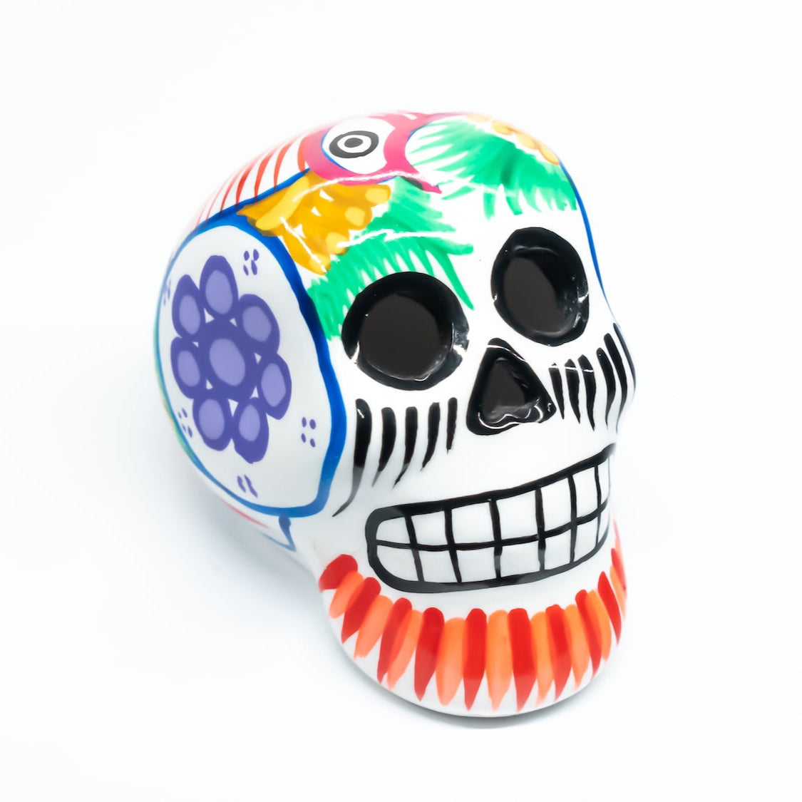 sugar skull ornament white and multicoloured