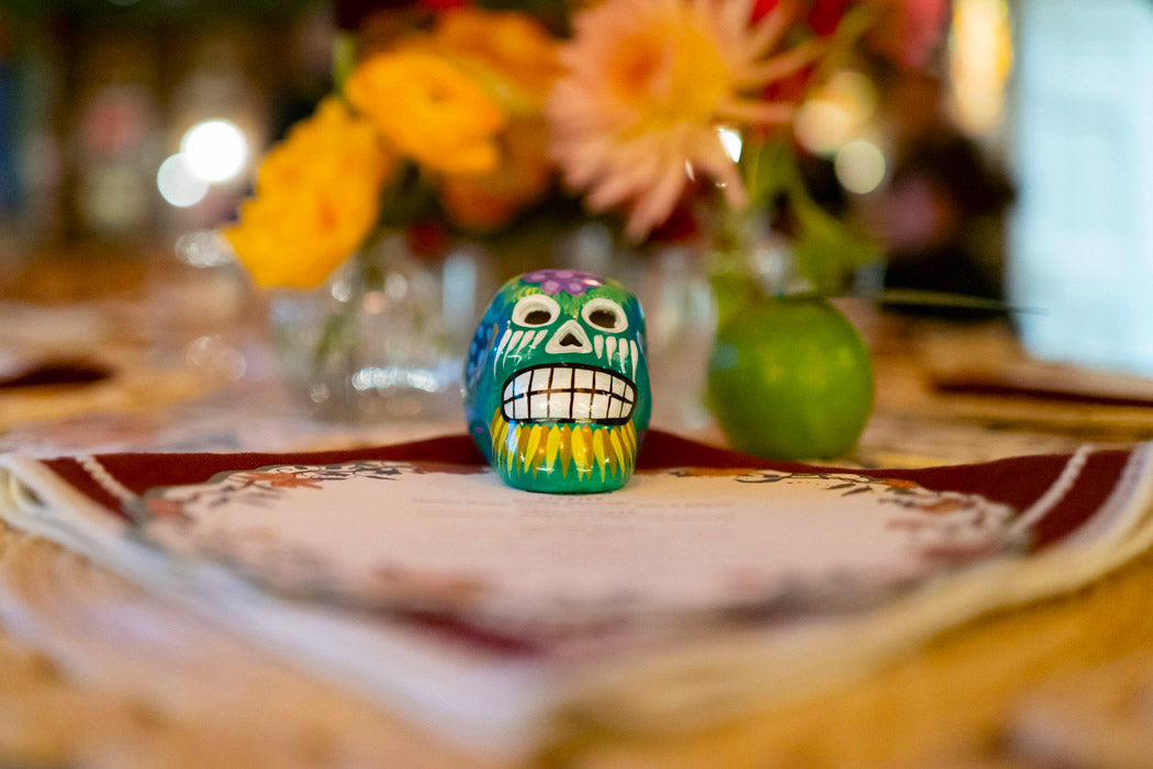 fancy table setting ceramic skull
