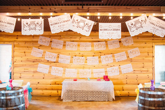 ARTMEXICO personalised wedding banners papel picado made for Melissa & Gabriel