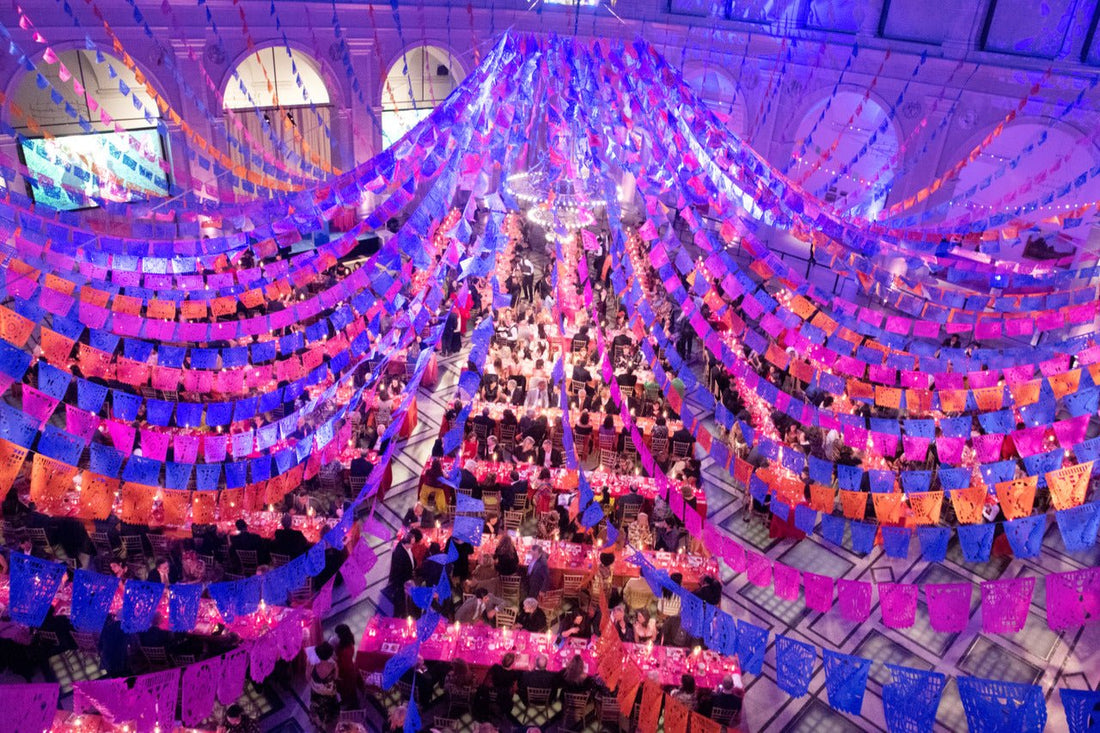 The Brooklyn Artists Ball x ARTMEXICO Event Decor papel picado bunting banners Photo Benjamin Lozovsky BFA