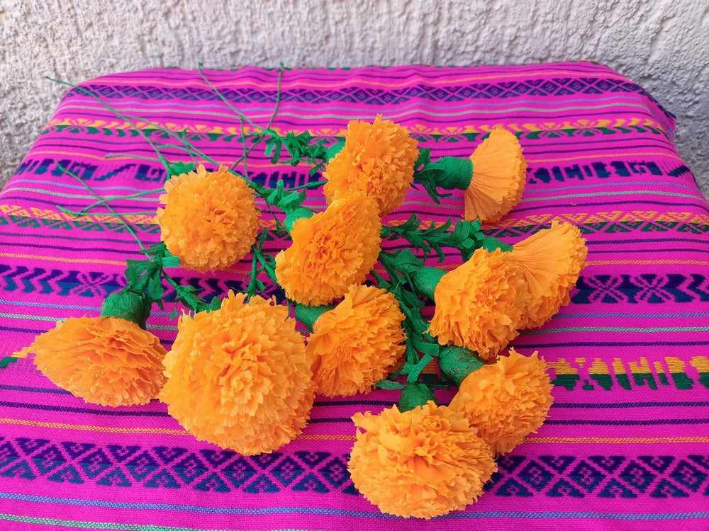 Paper Cempasuchil Marigolds Day of the Dead flowers set of 12