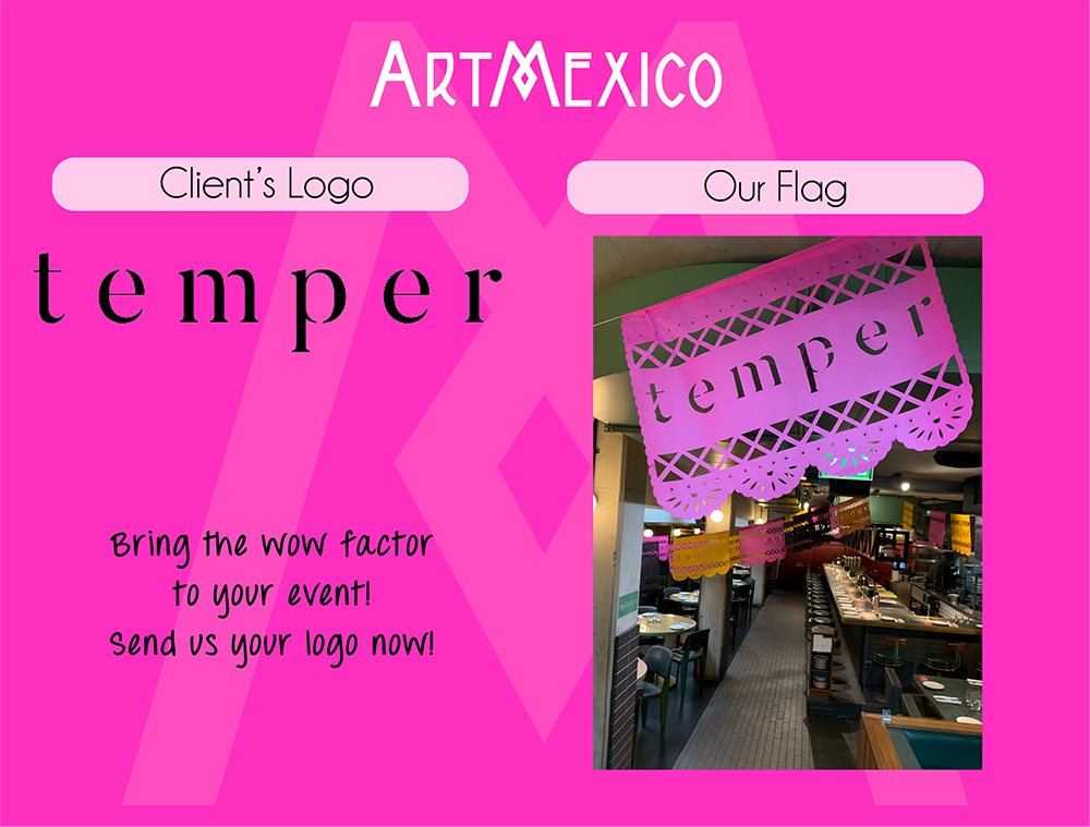 custom papel picado tissue paper bunting made for Mexican restaurant temper