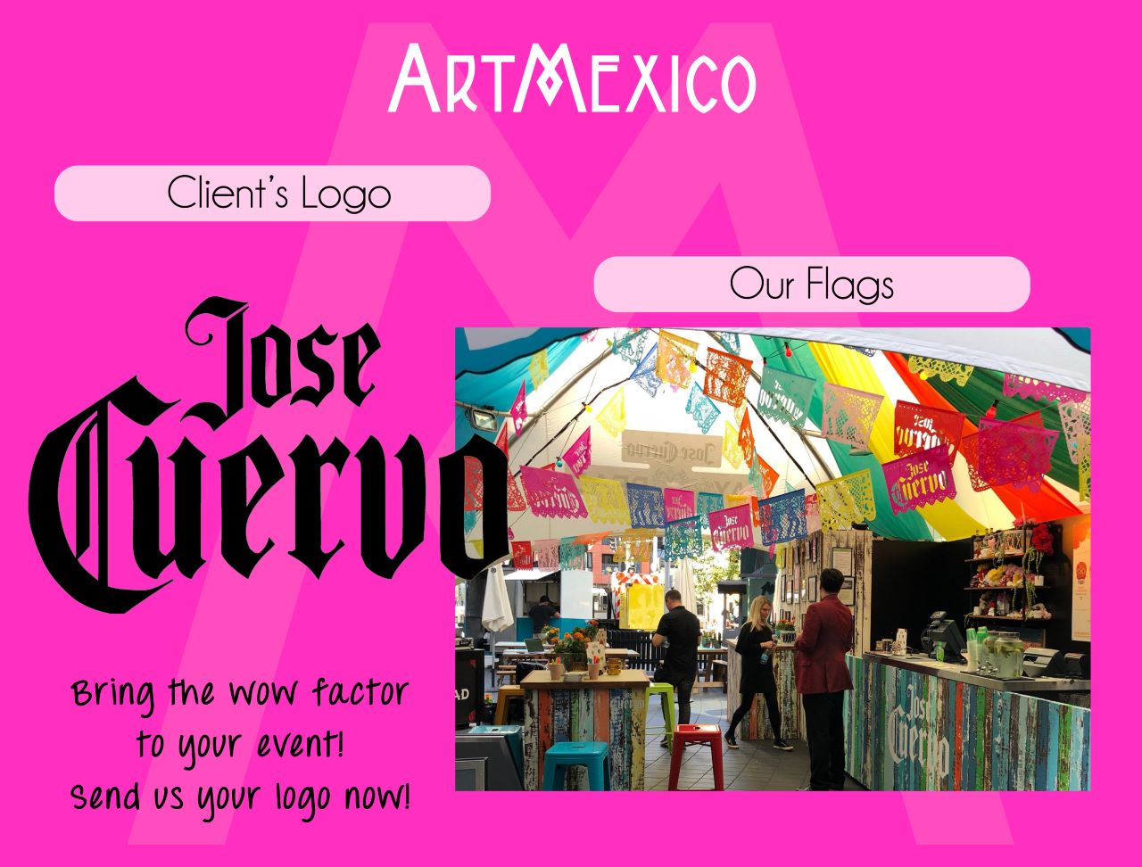 custom papel picado tissue paper bunting made for client Jose Cuervo