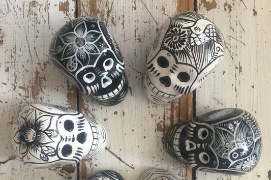 black and white skulls