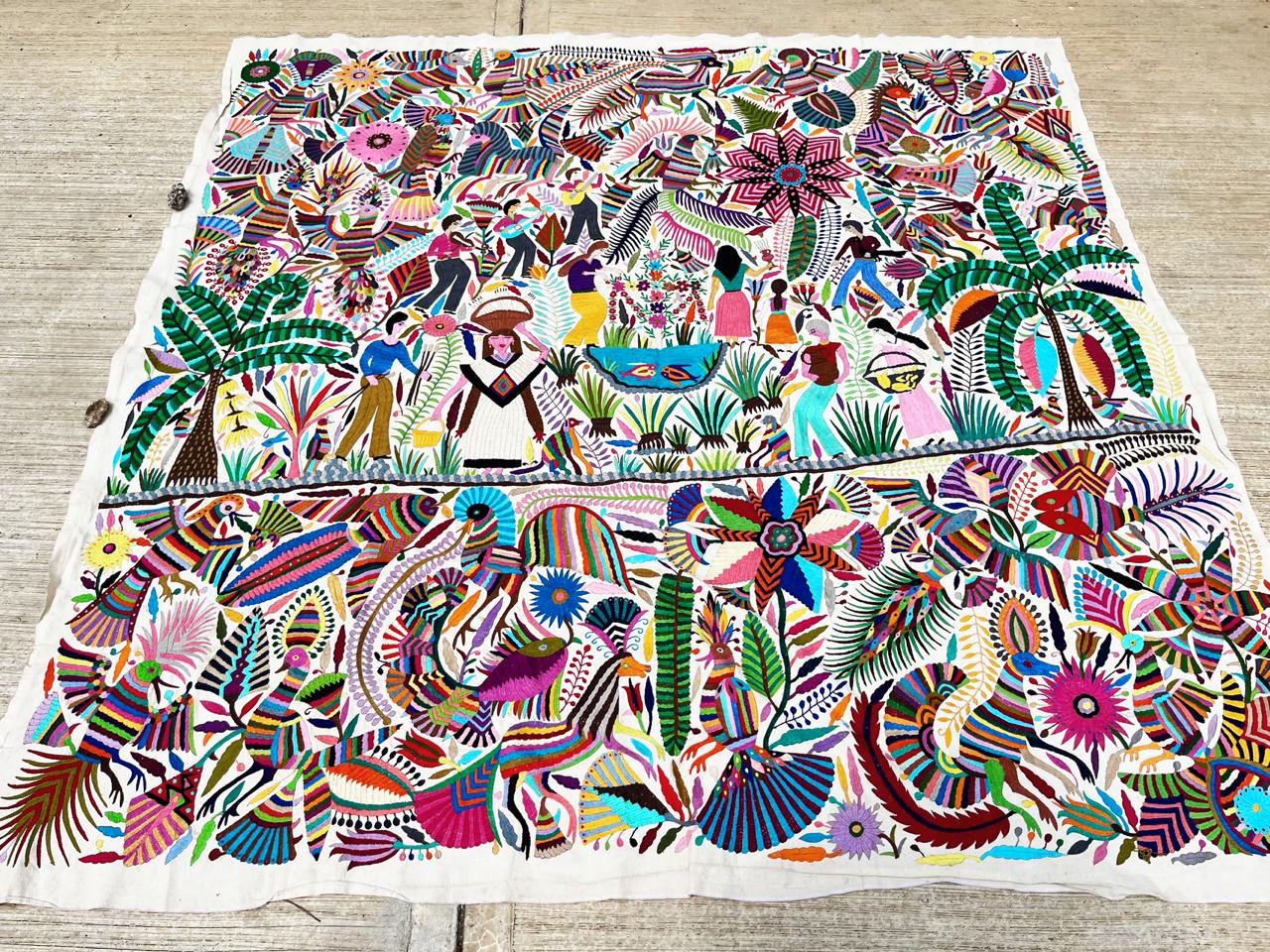 Otomi tapestry tenango Mexican wall art extra large