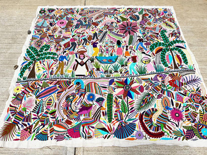 Otomi tapestry tenango Mexican wall art extra large