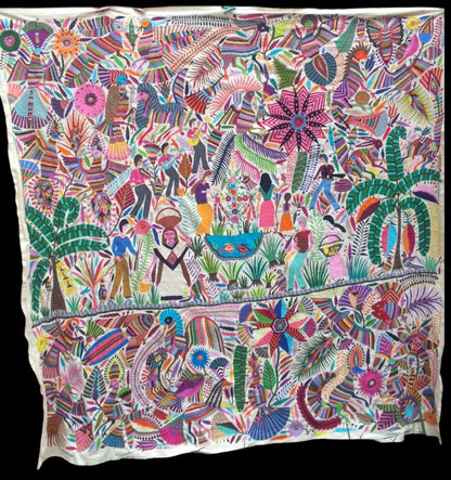 Otomi tapestry tenango Mexican wall art extra large