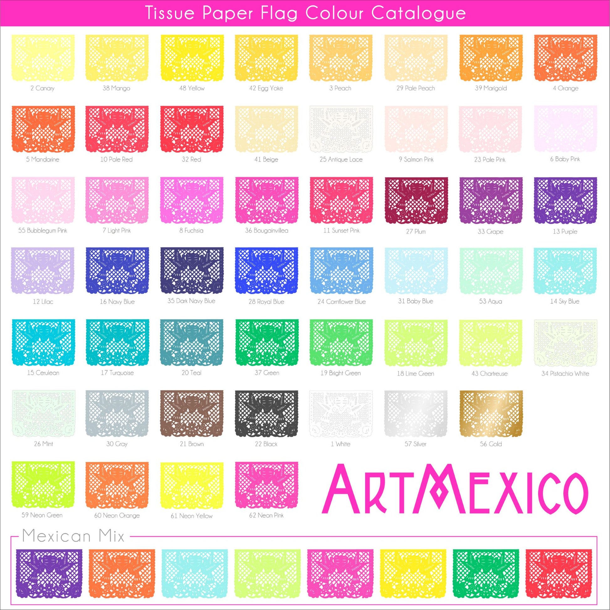 Papel Picado Tissue Paper Flag Colour Catalogue