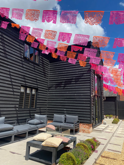 Personalised Mexican Wedding Papel Picado Bunting Decor in Colourful Plastic