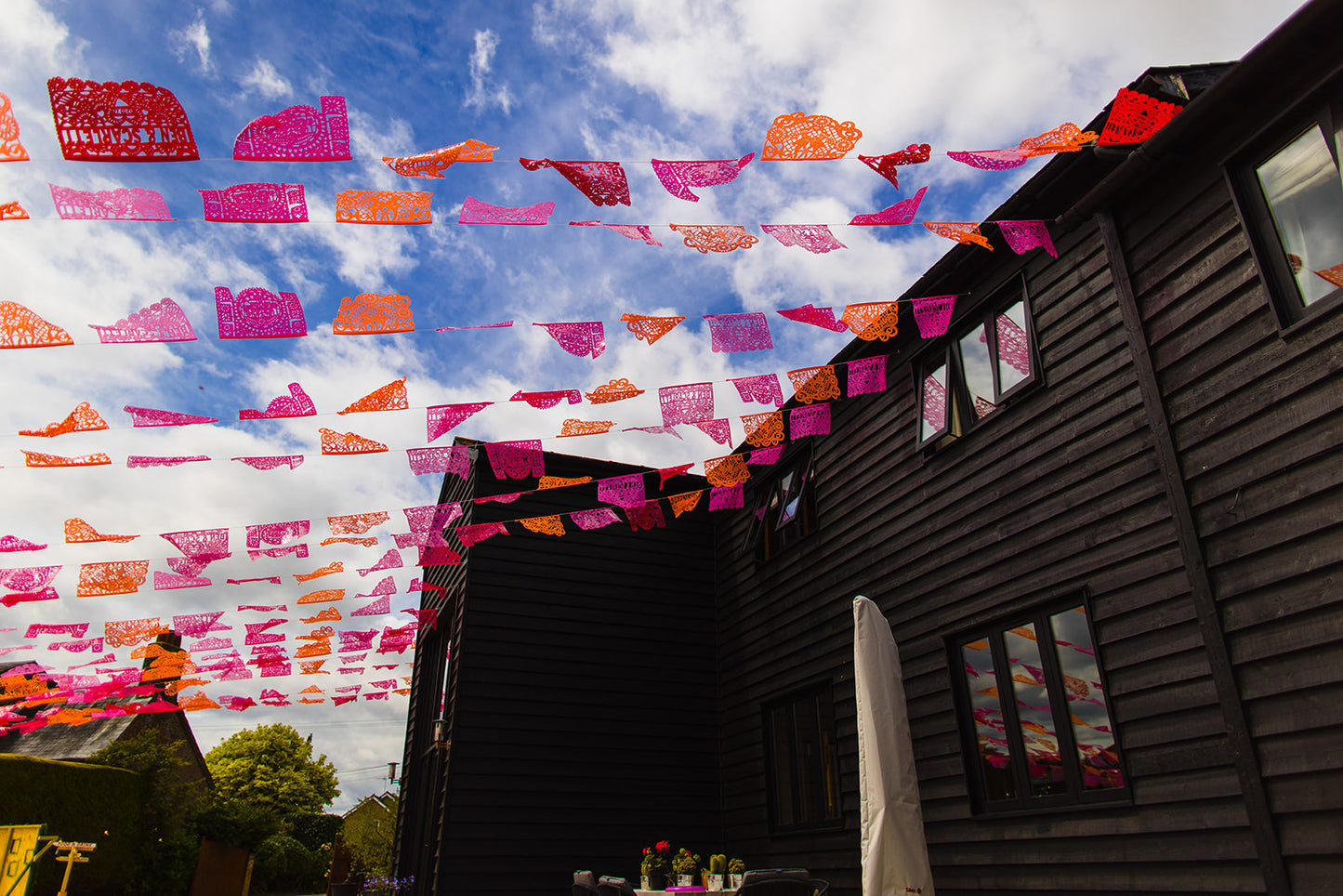 Personalised Mexican Wedding Papel Picado Bunting Decor in Colourful Plastic