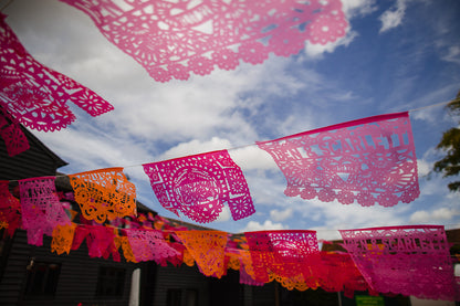 Personalised Mexican Wedding Papel Picado Bunting Decor in Colourful Plastic