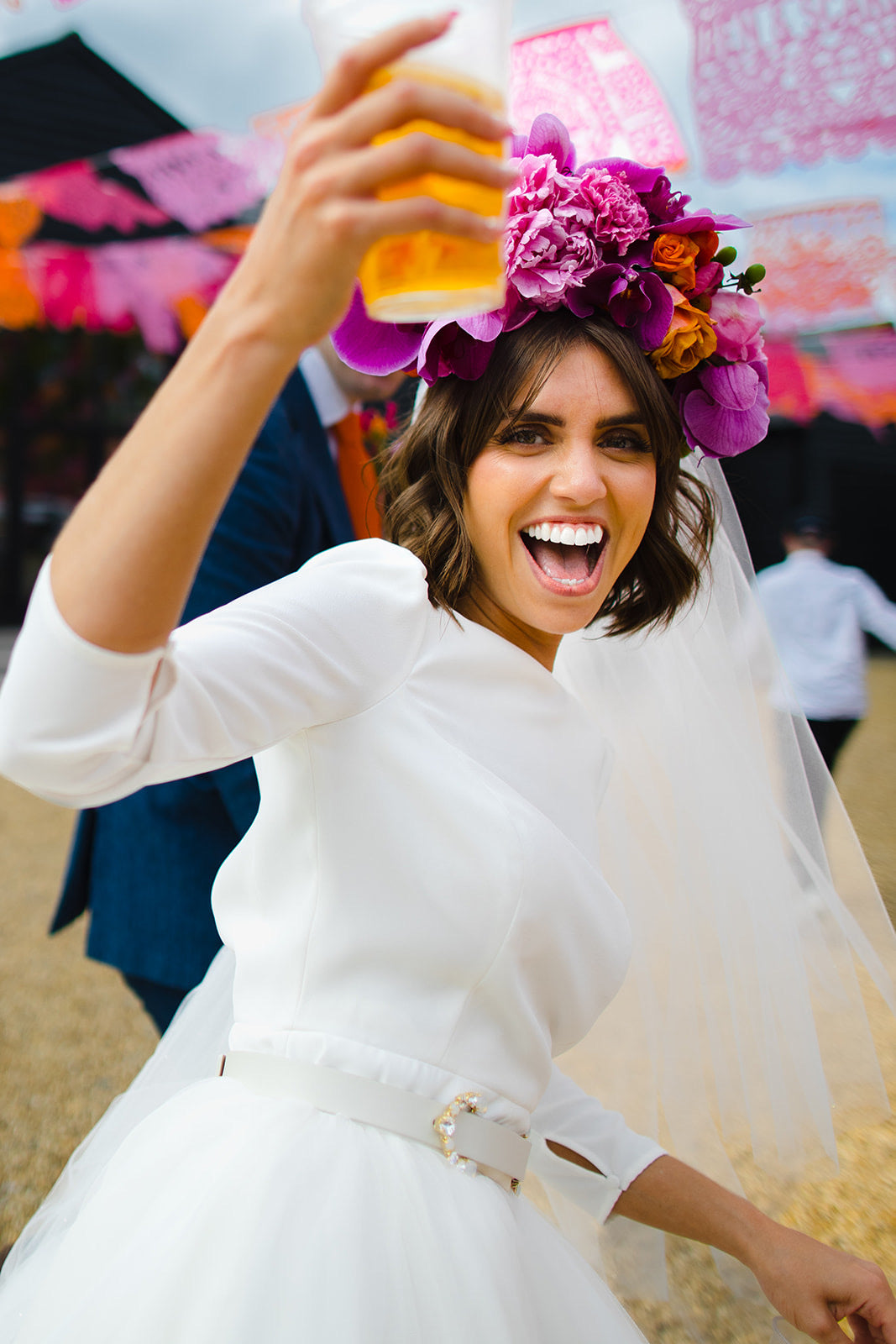 Guirlande de papier picado mexicaine personnalisée pour mariage en plastique coloré