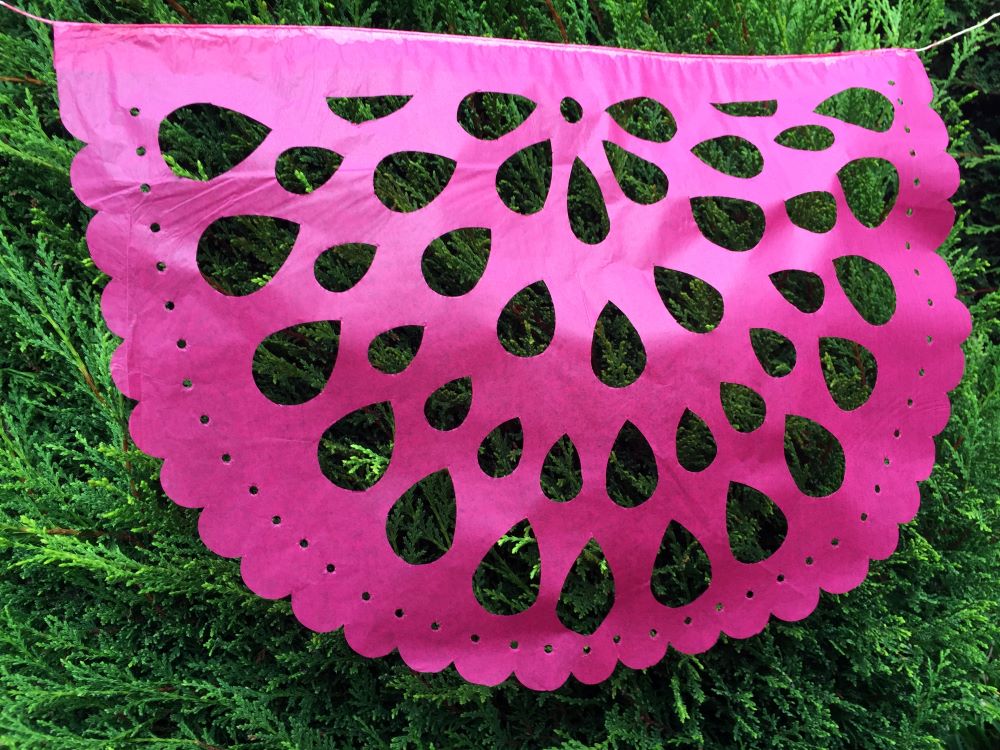 Guirlande de fanions en papier rose pour décorations de fête | 5 m (16,4 pi) Guirlande avec 10 grands drapeaux
