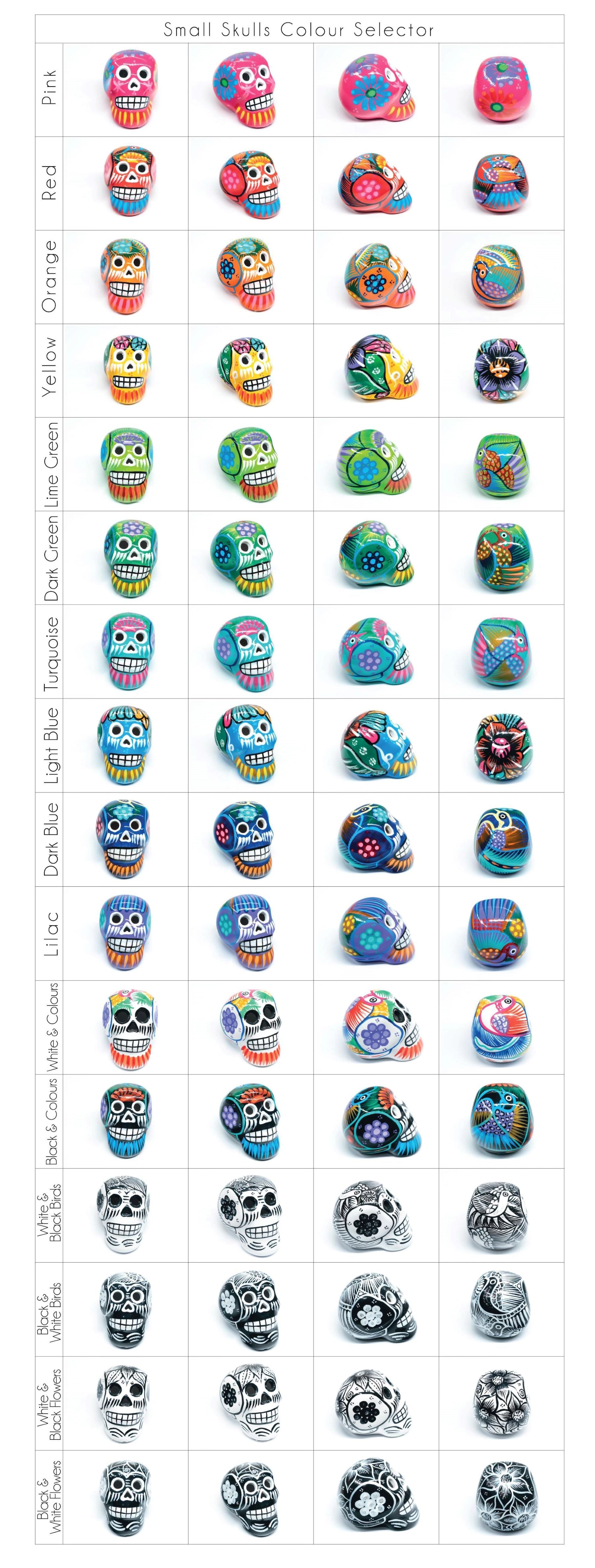 Small Mexican Ceramic Painted Sugar Skulls Colour Catalogue