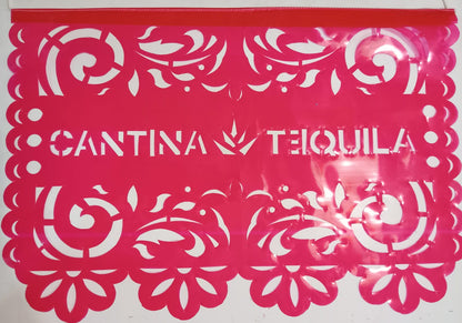 custom papel picado plastic flags we made for our client CANTINA TEQUILA
