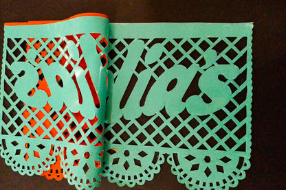 custom papel picado plastic flag we made for our client Celia's