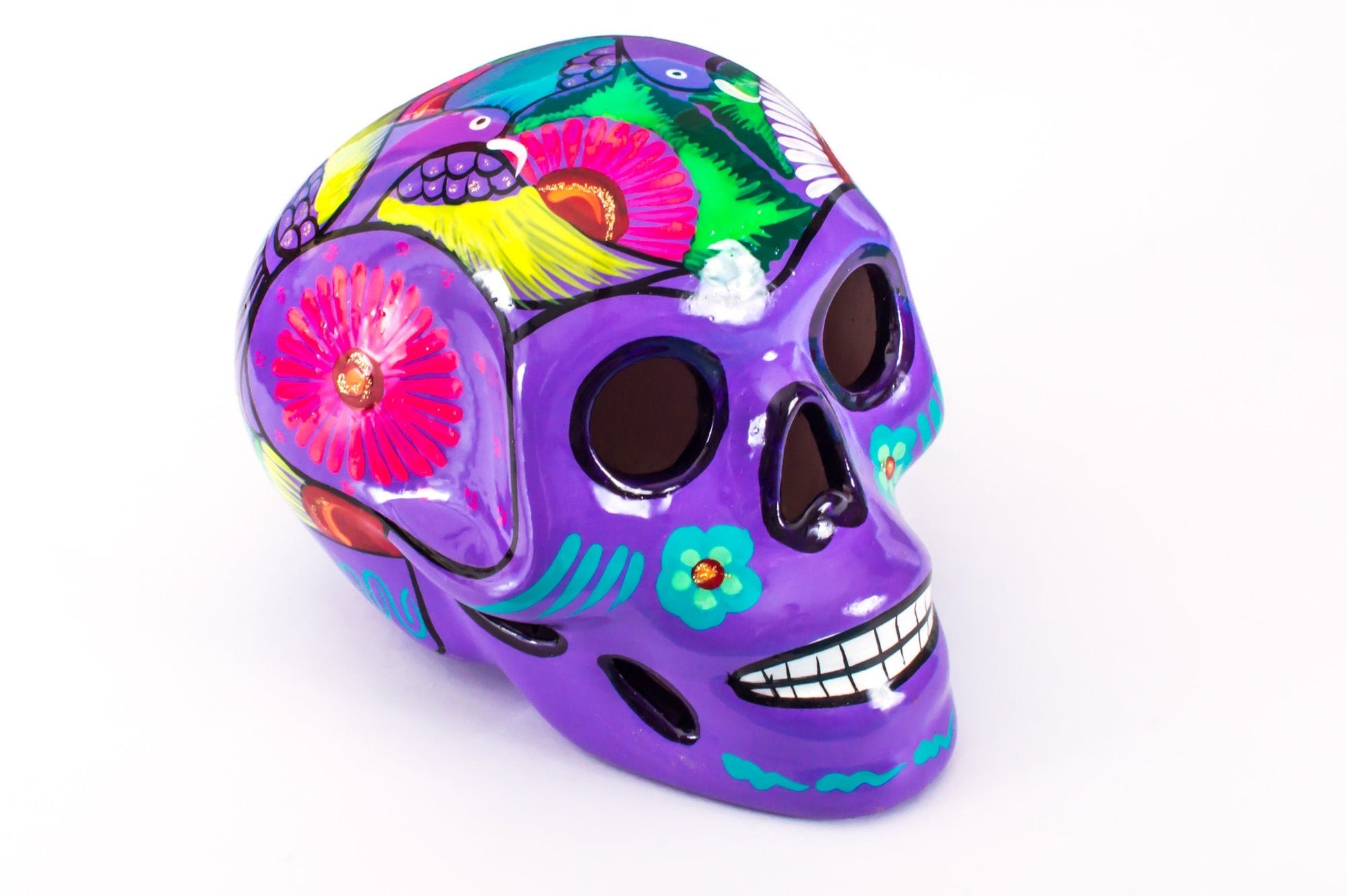 Large Ceramic Skulls Wholesale x 6 | Hand-painted With Love In Mexico By Traditional Huichol Artist - ARTMEXICO